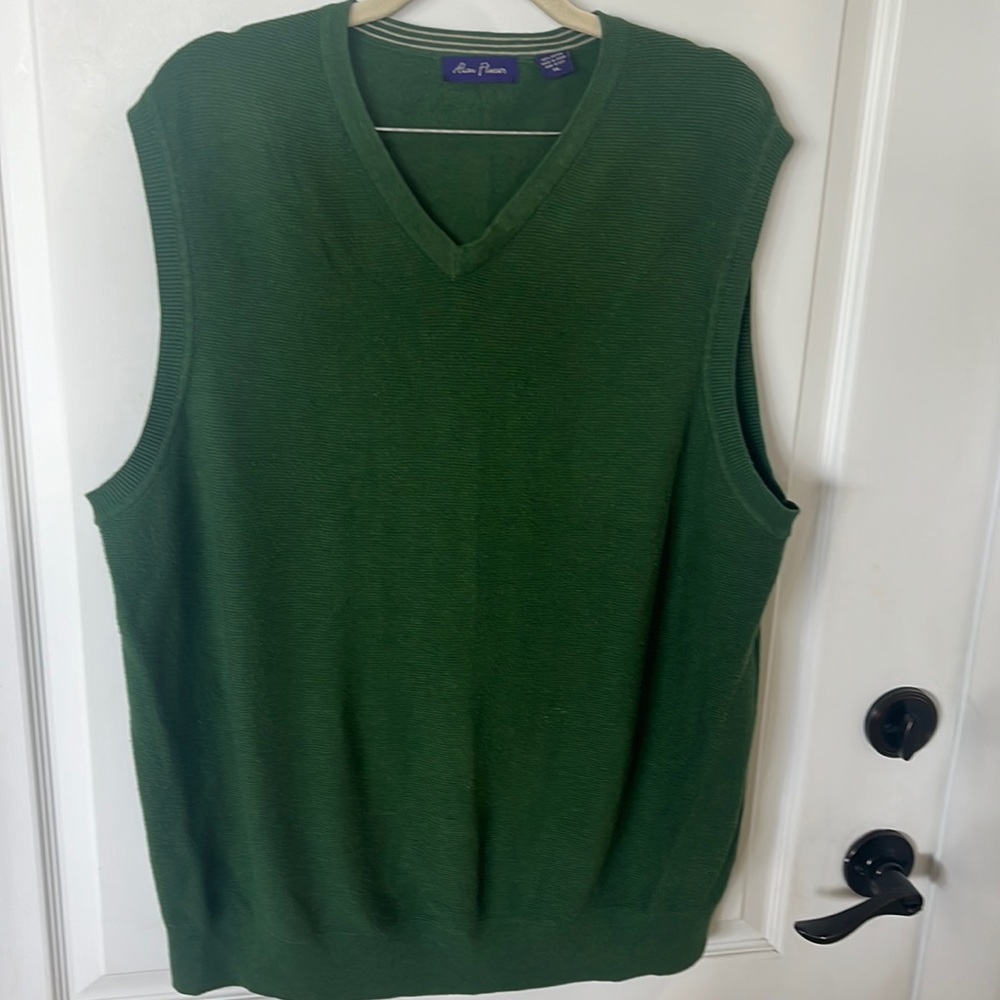 EUC Alan Flusser 100% Cotton Hunter green preppy vest. XL
